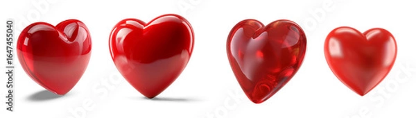 Fototapeta Harmony of Hearts: An array of meticulously crafted, vibrant red hearts stands as a potent symbol of love, emotion, and deep affection.