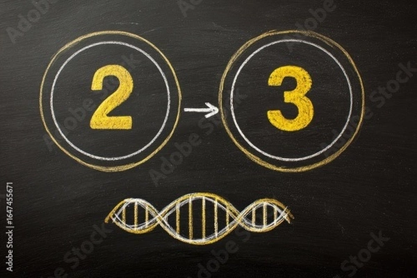 Fototapeta Chalkboard diagram of numbers 2 and 3