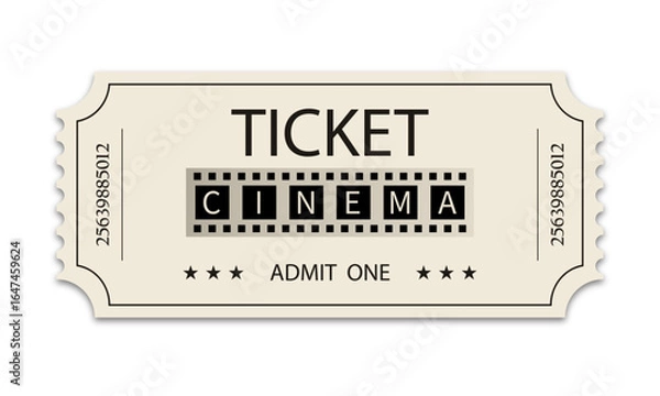 Fototapeta Cinema ticket isolated on white background.	
