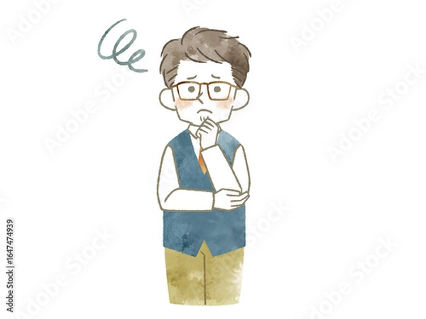 Obraz 悩んでいる男性-水彩