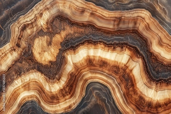 Fototapeta Detailed walnut wood core texture with rich veins for seamless tile patterns