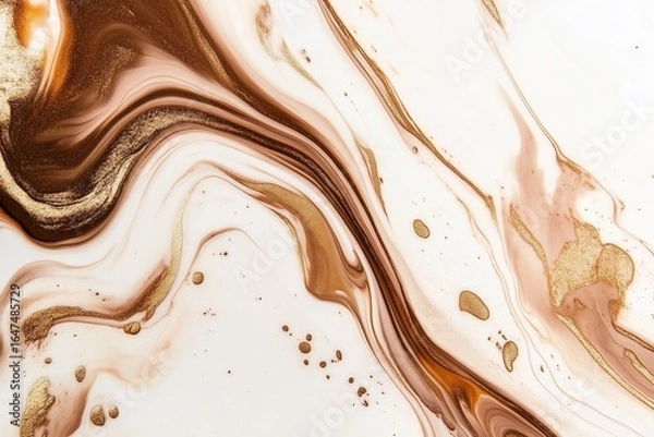 Fototapeta Abstract white marble background with golden mocha veins