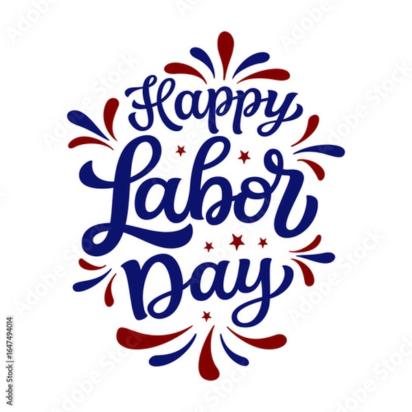 Fototapeta Happy Labor day. Hand lettering text isolated on white background. Vector typography for t shirts, mugs, posters, cards, banners