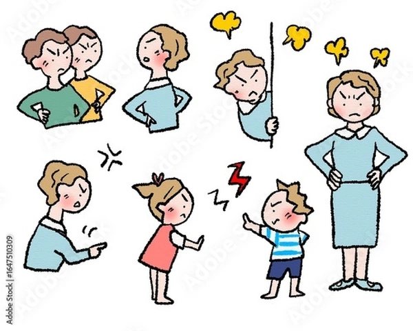 Fototapeta 親子で怒る日常シーン