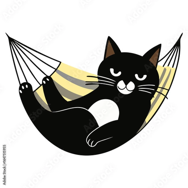 Fototapeta Download A Cat Lying In A Hammock Vector Art Illustration Eps File For Design.