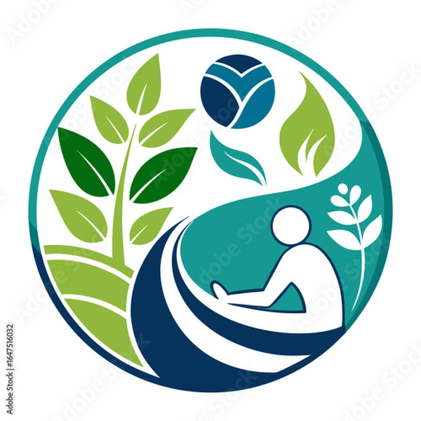Fototapeta Download A Stylized Leaf Circle Logo, Vector Eps File For Design.