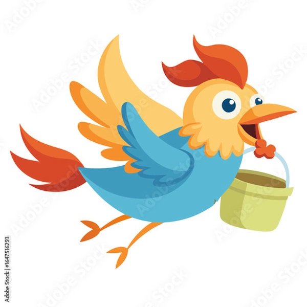 Fototapeta Download Flying Fried Chicken With Bucket Cartoon Vector Icon Illustration Eps File For Design.