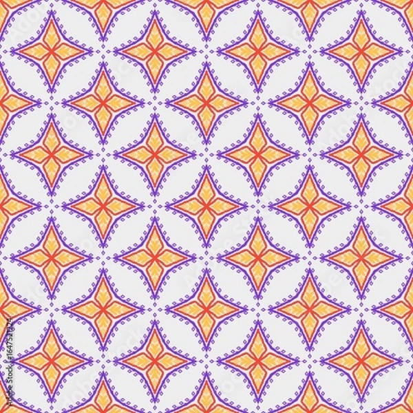 Fototapeta seamless pattern with Ikat flowers