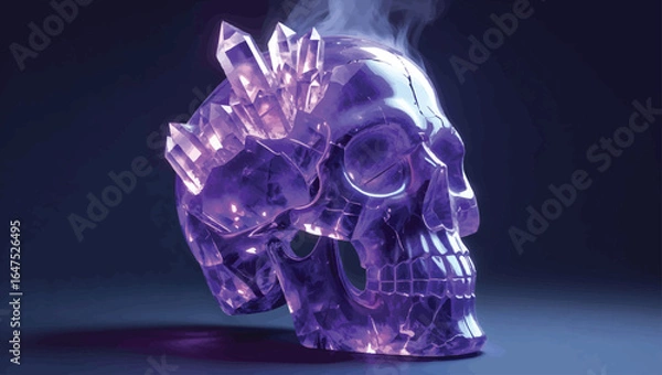 Fototapeta Amethyst Crystal Skull: Mystical Gemstone Skull with Smoking Effect