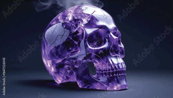 Fototapeta Amethyst Crystal Skull: Mystical Gemstone Skull with Smoking Effect