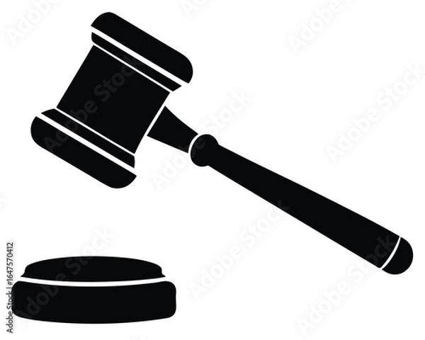 Fototapeta Judge gavel icon on white background, legal symbol and justice concept