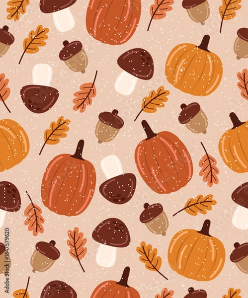 Obraz Autumn pattern on a pale pink background.
