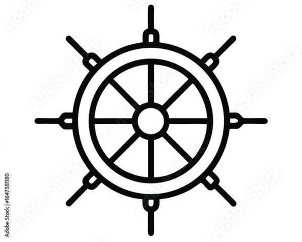 Fototapeta Ship Wheel Icon Nautical, Navigation, Steering, Maritime & Control