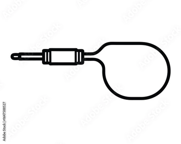 Fototapeta Audio Jack Icon with Cable Loop - Simple Graphic Representation