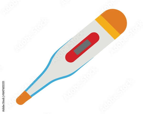 Fototapeta Digital Thermometer Icon on White Background Health Measurement 