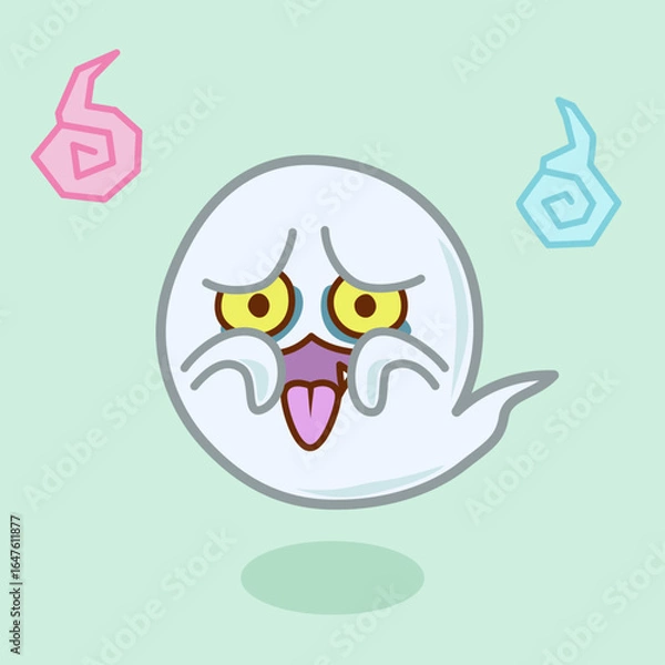 Obraz 驚かしてくる怖い目つきのおばけのイラスト／
Illustration of a scary ghost with scary eyes