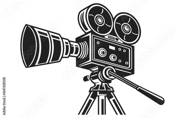Obraz Vector art of vintage movie camera illustration perfect for representing film making and the golden age of cinema