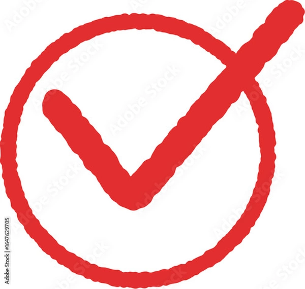Obraz Check red Mark Inside Circular Frame Vector Icon