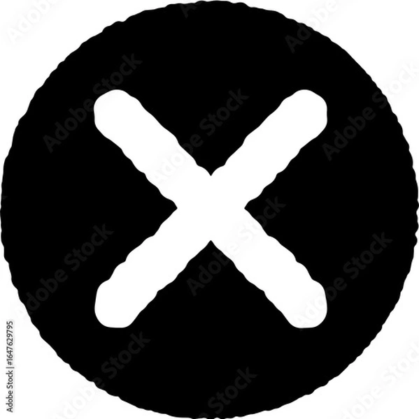 Obraz Hand Drawn X Mark Inside Circular Frame Vector Icon
