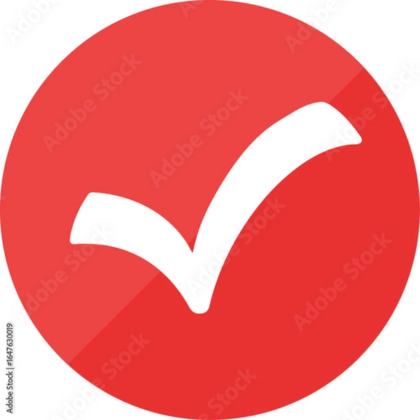 Fototapeta Red Check Mark Inside Circular Frame Vector Icon