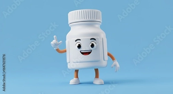 Fototapeta Cartoon container character with idea