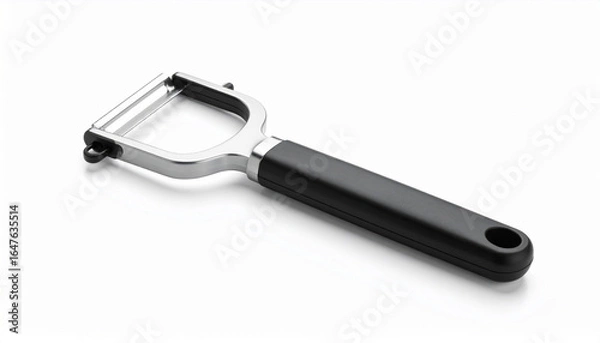Fototapeta Minimal Kitchen Peeler on White Background — A Simple and Functional Cooking Tool Display