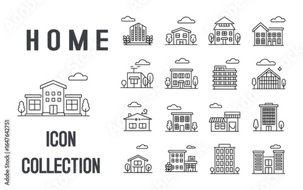 Fototapeta Building and Architecture Home Icon, building icon, house icon Bundle Pack Isolated Vector Illustration on white background.