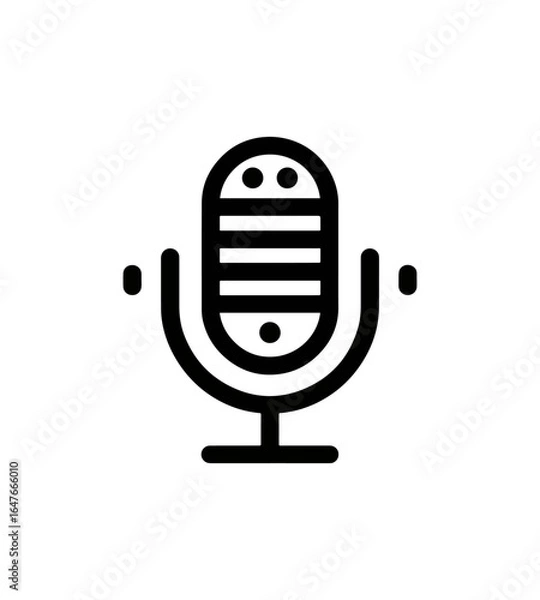 Obraz Simple white microphone icon