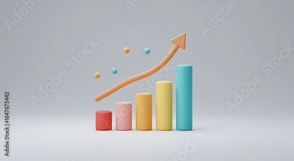 Fototapeta Ascending column graph shows growth