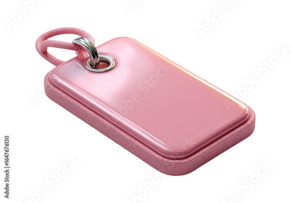 Obraz Simple Pink Price Tag Icon with Curled String on Transparent Background