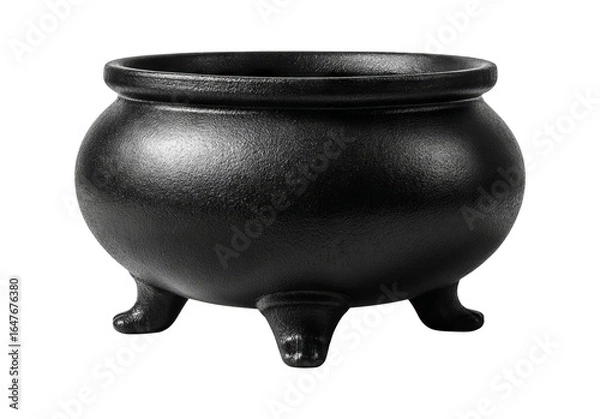 Fototapeta Black Cauldron with One Stubby Leg isometric on Transparent Background