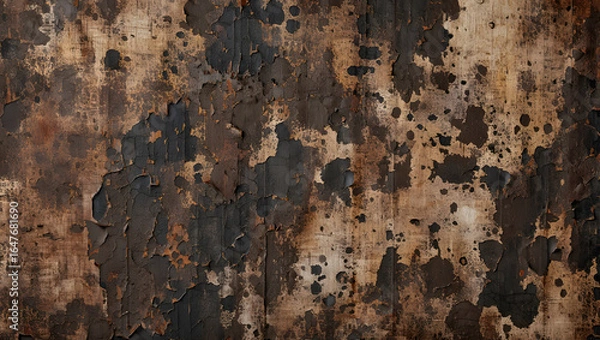 Obraz Dark Brown Peeling Paint Texture: Grunge, Distressed, Vintage Background