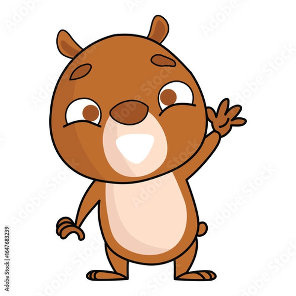 Obraz cute cartoon bear with separate white background