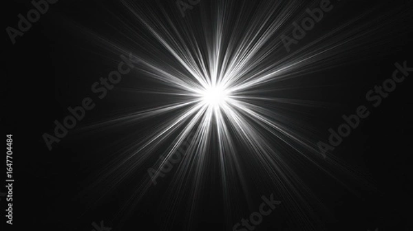 Obraz Bright, radiating lightburst on black background