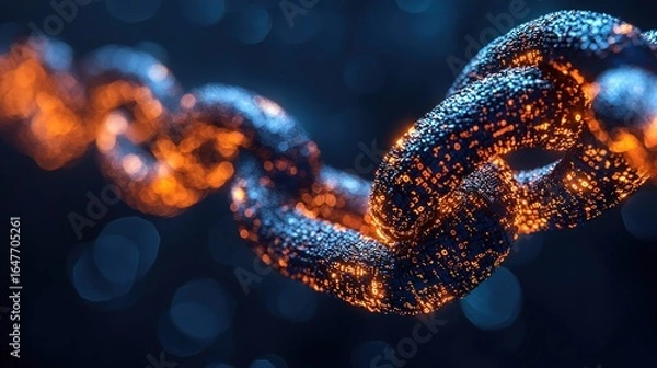 Obraz Burning chain link, glowing particles