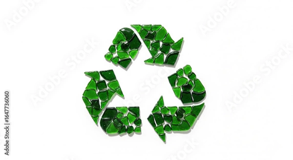 Fototapeta Eco symbol created from green stone representing recycling, renewable energy, and sustainable resource management