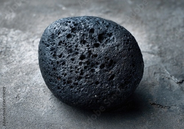 Fototapeta Dark, rounded stone on a textured surface