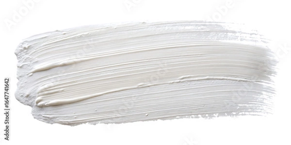 Fototapeta Thick white paint brush stroke with visible bristle marks and texture graphic design isolated on a transparent background