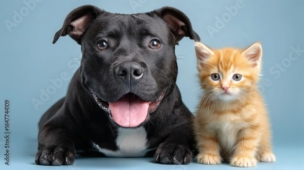 Fototapeta Pet duo with awkward smile facing camera in quirky animal reaction portrait Image 4K UHD