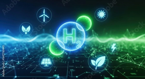 Obraz Exploring hydrogen energy solutions renewable energy innovation digital environment scientific perspective sustainable future