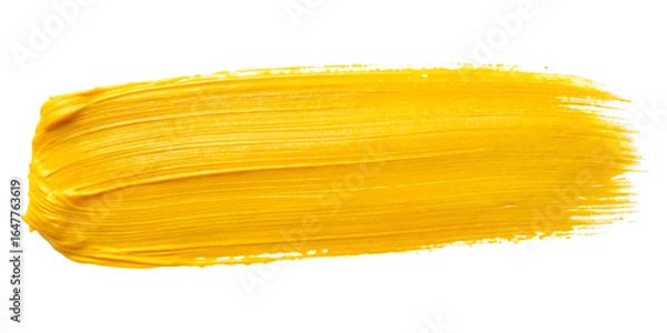 Fototapeta Bright Yellow Paint Brush Stroke with Visible Bristle Texture artistic isolated on a transparent background