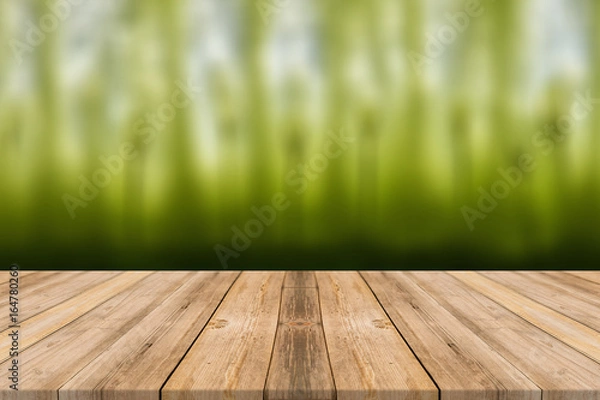 Obraz Wooden table with beach 