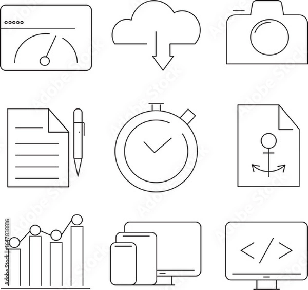 Obraz Line Art Icons Set for Digital Applications and Web Development