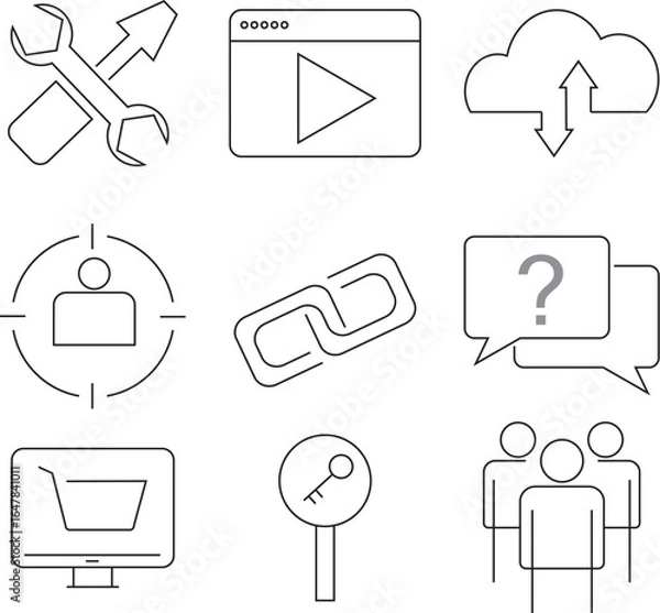 Obraz Digital Services and Web Interface Line Icon Set