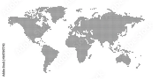 Fototapeta Vector Rectangle Dotted World Map Outline Illustration