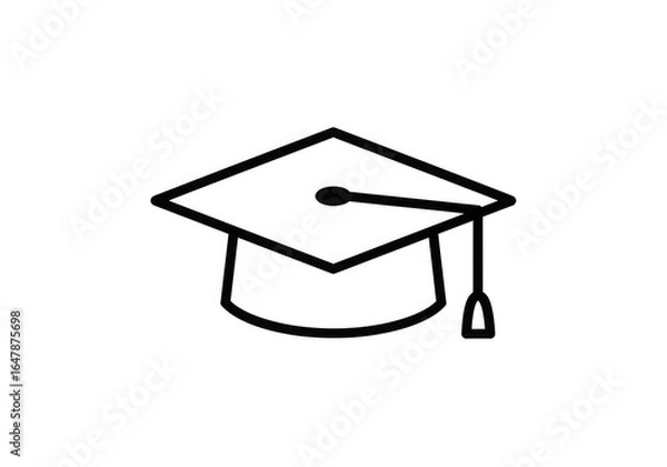 Obraz Celebrate academic success with this simple graduation cap illustration for your invitations and announcements, highlighting achievement and commencement elegance