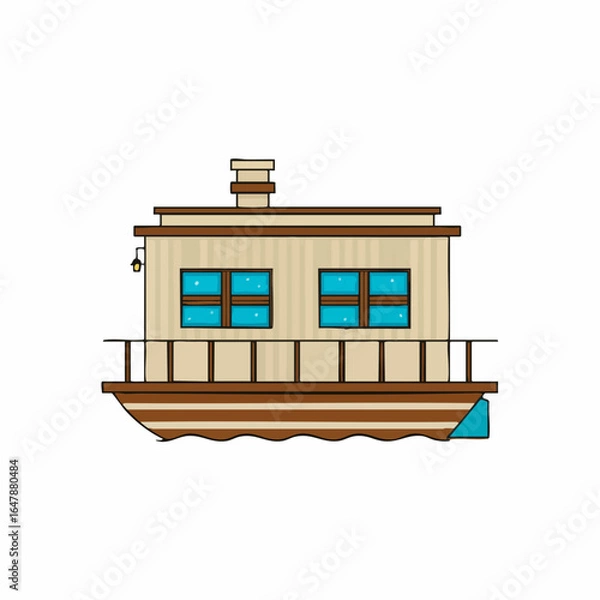 Obraz Houseboat Vector Illustration