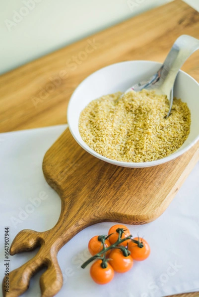 Obraz Healthy breakfast with yogurt, granola and chia seeds.