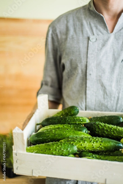 Obraz Healthy vegetable salad with tomatoes, peppers, cucumbers, onion and cheese.