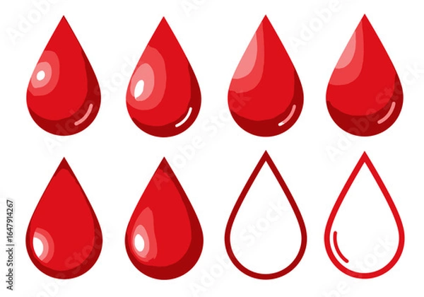 Fototapeta Visual Representation of Blood Drop Levels Indicating Different States of Blood Volume or Health Status in Medical Illustrations and Health Education Materials